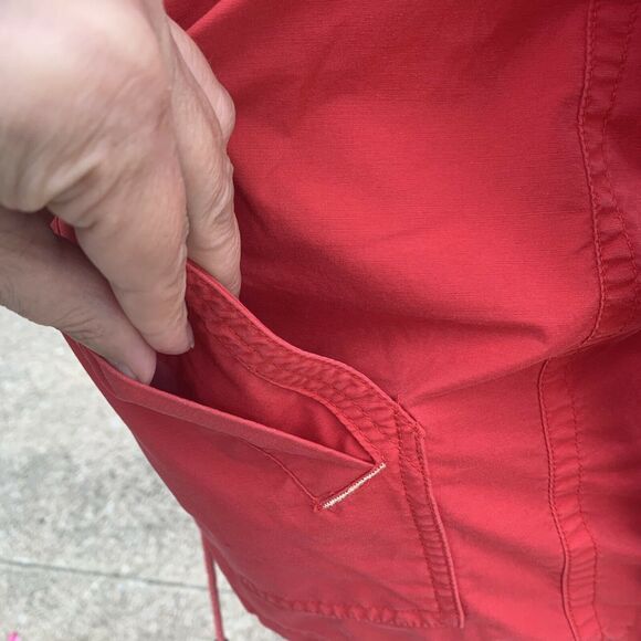 Larry Levine Sport Red Lightweight Parka Coat Snaps Zipper Hooded Jacket Medium - Picture 5 of 12